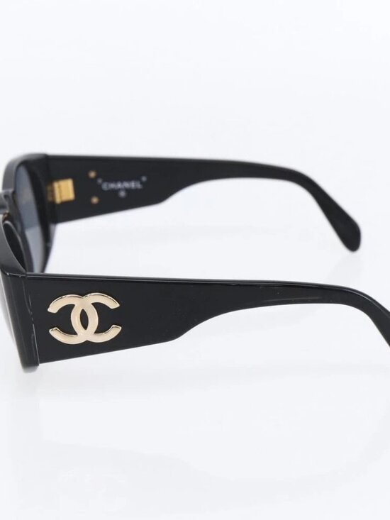 CHANEL COCO Mark Sunglasses plastic Black CC Auth 151144 main image 3